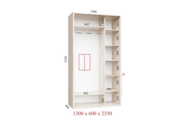 Шафа-купе 130х60х235 Прем'єр -2 фасаду - Фенікс