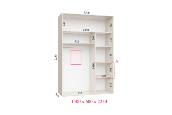 Шафа-купе 150х60х225 УЛЬТРА - 2 фасади - Фенікс