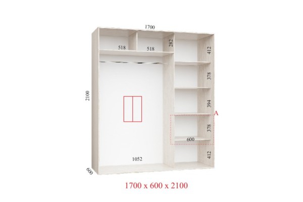 Шафа-купе 170х60х210 СТАНДАРТ - 2 фасади - Фенікс